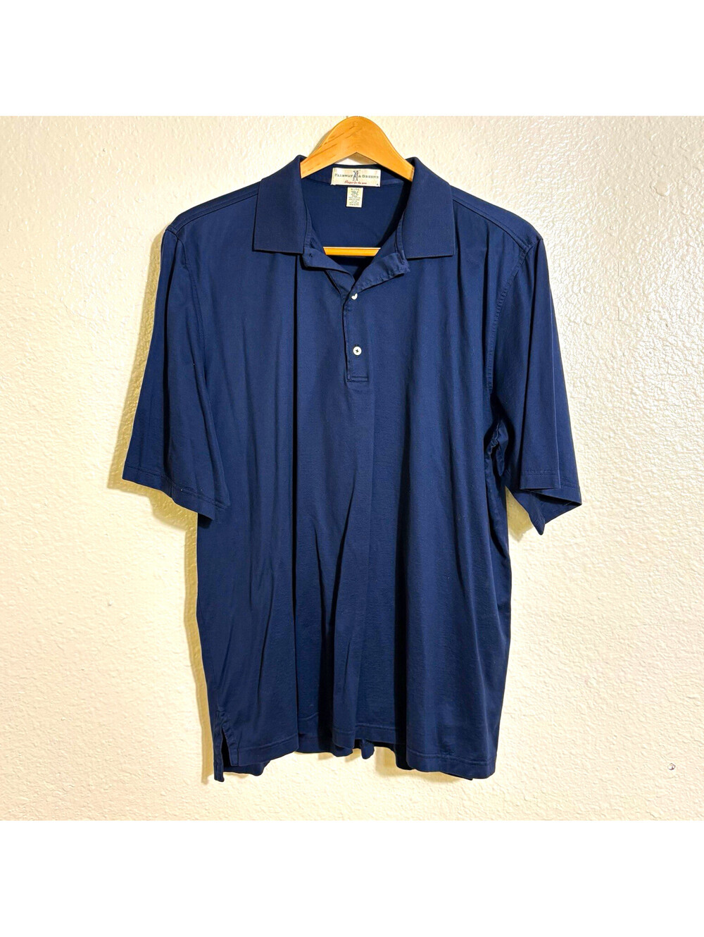 Vintage Fairway & Greene Men’s Blue Solid Cotton Short Sleeve Collared Polo XL